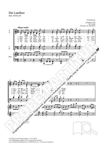 DL: J. Haydn: Die Landlust C-Dur Hob. XXV1a:10 , GchKlav (Pa