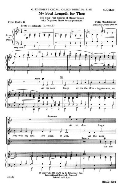 F. Mendelssohn Barth: My Soul Longeth For Th, GchKlav (Chpa)
