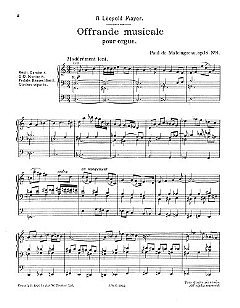 Offrande Musicale Op.18 No.1, Org