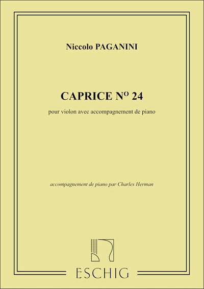 N. Paganini: Caprice N. 24, Pour Violon, Ave, VlKlav (Part.)