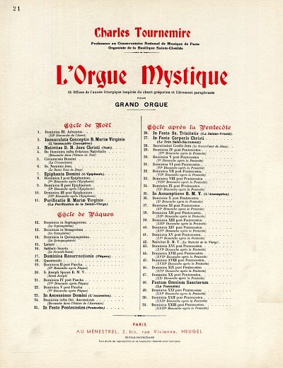 AQ: C. Tournemire: L'Orgue mystique Vol.21, Org (B-Ware)