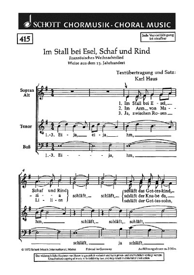 DL: H. Karl: Europäische Weihnachtslieder, GCh4 (Chpa)