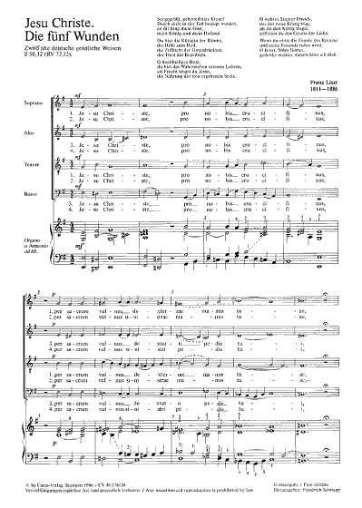 F. Liszt: Jesu Christe S 50 Nr. 12; Die fuenf Wunden / Parti