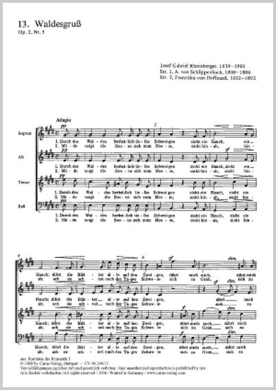 J. Rheinberger: Waldesgruss op. 2 Nr. 5; aus: Fuenf Lieder u