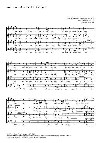 F. Mendelssohn Bartholdy: Auf Gott allein will hoffen ich - Verleih uns Frieden