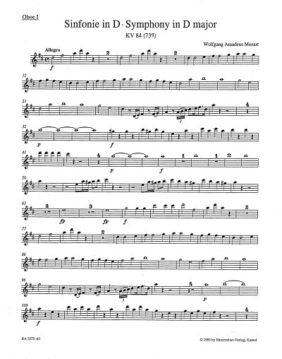 W.A. Mozart: Symphony no. 11 in D major K. 84 (73Q)
