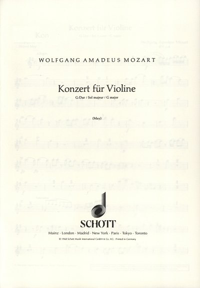 W.A. Mozart: Konzert G-Dur KV 216 , VlOrch