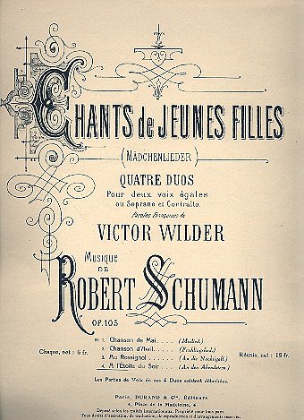 R. Schumann: A L'Etoile Du Soir 2Vx , Ch (Part.)