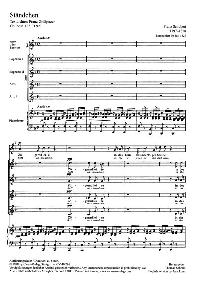 F. Schubert: Staendchen D 921 / Partitur