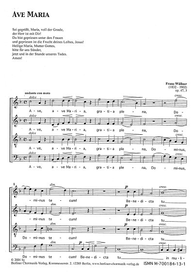 Wuellner Franz: Ave Maria Op 47/3