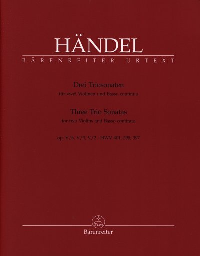 G.F. Händel: Drei Triosonaten op. 5 HWV 39, 2Vl/FlBc (Pa+St)