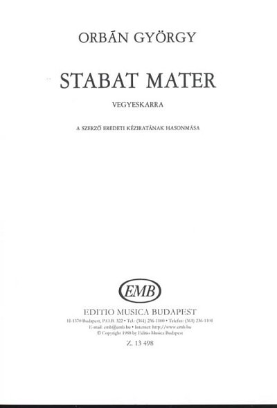 G. Orbán: Stabat Mater, Gch6 (Chpa)