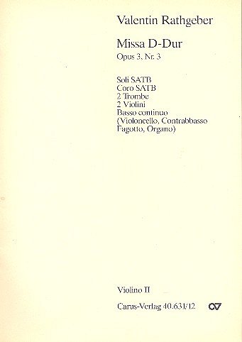 J.V. Rathgeber: Missa in D op. 3 Nr. 3 / Einzelstimme Vl. 2