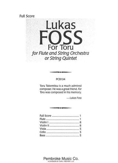L. Foss: For Toru (Part.)
