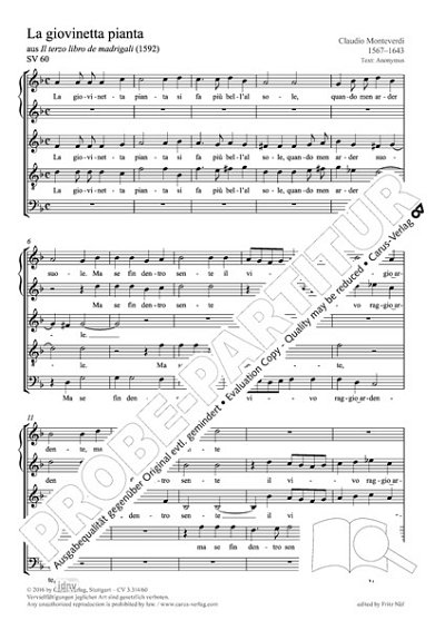 DL: C. Monteverdi: La giovinetta pianta SV 60 (Part.)