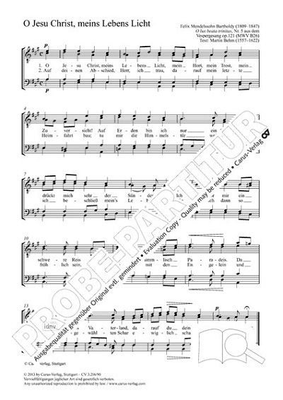 DL: F. Mendelssohn Barth: O Jesu Christ, meins Leb, Mch4 (Pa