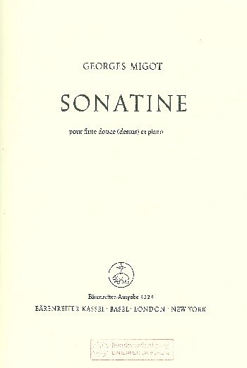 G. Migot: Sonatine für Sopranblockflöte u, BlfKlav (SppaSti)