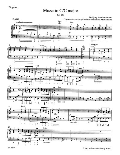 W.A. Mozart: Missa C-Dur KV 257 "Credo-Messe"