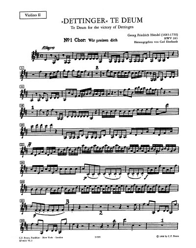 G.F. Händel: Dettinger Te Deum HWV 283, 3GesGchOrchB (Vl2)