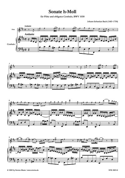 DL: J.S. Bach: Sonate h-Moll BWV 1030 / fuer Floete und obli