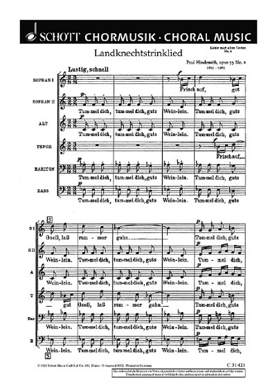 P. Hindemith: Lieder nach alten Texten op. 33 , Gch6 (Chpa)