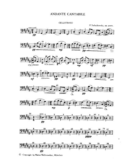 P.I. Tschaikowsky: Andante Cantabile op. 11, Vc5Str (VcKb)