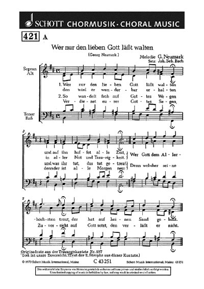 DL: J.S. Bach: Wer nur den lieben Gott lässt walten, GCh4 (C