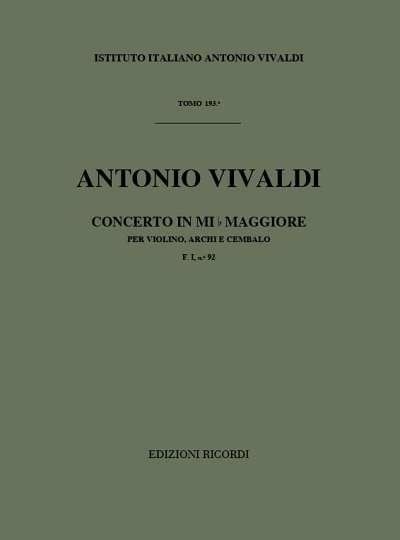 A. Vivaldi: Concerto E-flat major RV 257 Violin-Strings and Bc