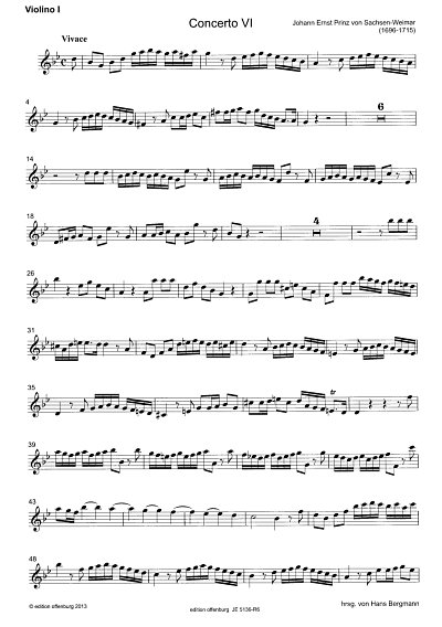 J.E. Prinz von Sachsen-Weimar: 6 Violinkonzerte op. 1 – Concerto VI