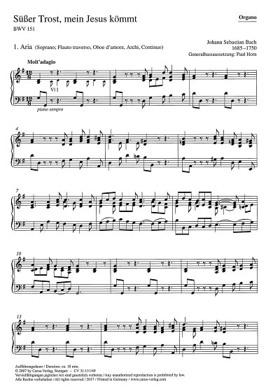 J.S. Bach: Süßer Trost, mein Jesus kömmt G-Dur BWV 151 (1725)