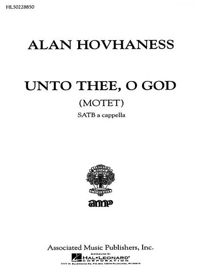 A. Hovhaness: Unto Thee O God Motet A Cappel, GchKlav (Chpa)