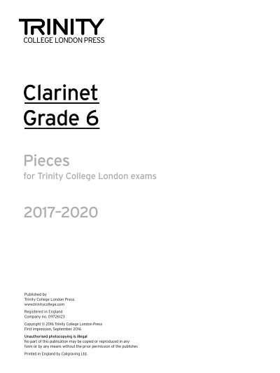 Clarinet Exam Pieces Grade 6 2017-2020, Klar