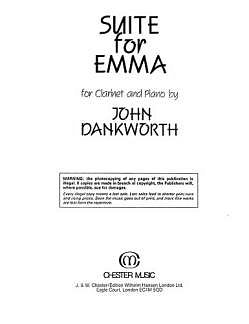 J. Dankworth: Suite For Emma for Clarine, KlarKlv (KlavpaSt)