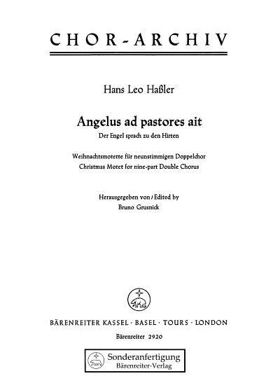 H.L. Haßler: Angelus ad pastores ait - Der Engel sprach zu den Hirten