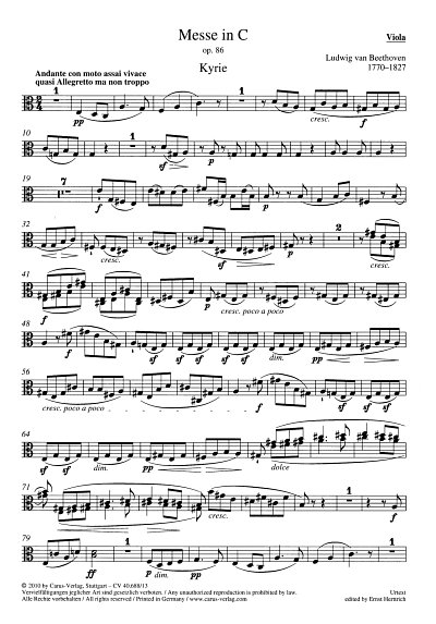 L. v. Beethoven: Messe in C op. 86, 4GesGchOrchO (Vla)