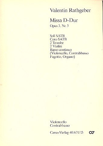 J.V. Rathgeber: Missa in D op. 3 Nr. 3 / Einzelstimme Vc. (K