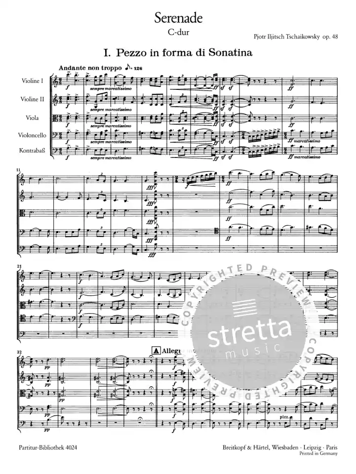 P.I. Tschaikowsky: Serenade C-Dur op. 48, Stro (Part.) (1)