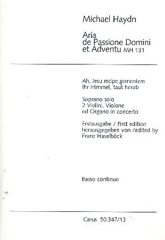 M. Haydn: Aria de Passione Domine et, GsSTStrBcOrg (VcVloKb)
