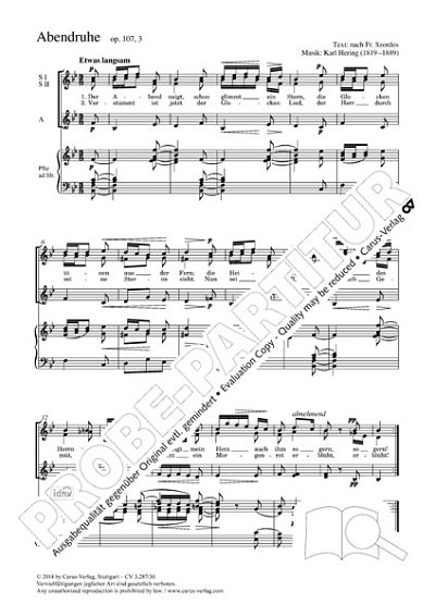 DL: H. Karl: Abendruhe B-Dur op. 107,3 (Part.)