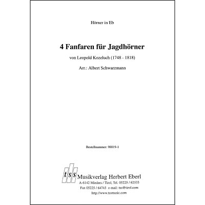 L.A. Kozeluh: 4 Fanfaren für Jagdhörner in Eb, 4Parf (Pa+St)