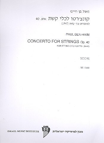 P. Ben-Chaim: Concerto for Strings op. 40 (1947, Str (Part.)