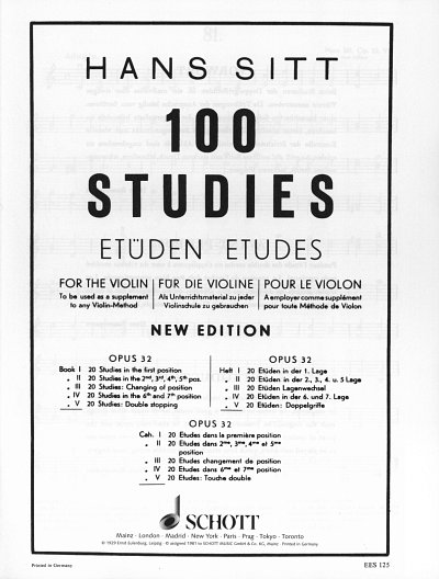 H. Sitt: 100 Studies Op 32/5