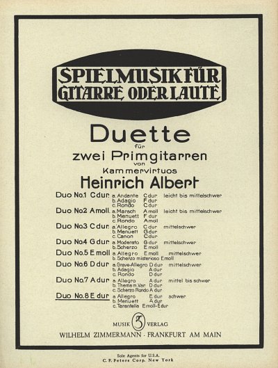 H. Albert: Acht Duette für 2 Primgitarren, Nr. 8