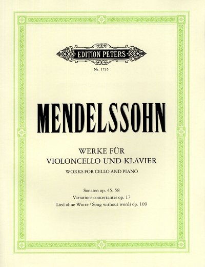 F. Mendelssohn Barth: Werke für Violoncel, VcKlav (KlavpaSt)