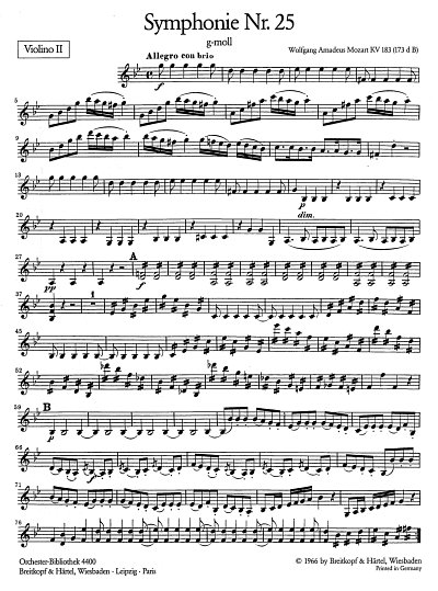 W.A. Mozart: Sinfonie Nr. 25 g-Moll KV 183, Sinfo (Vl2)