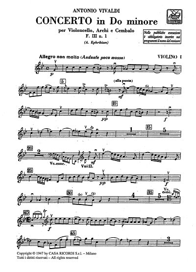 A. Vivaldi: Concerto do minore RV 401, VcStrCemb (Stsatz)