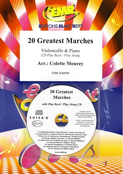 C. Mourey: 20 Greatest Marches, VcKlav (+CD)