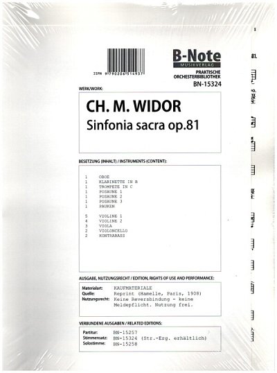 C.-M. Widor: Sinfonia sacra op.81 (Stimmen, OrgOrch (Stsatz)