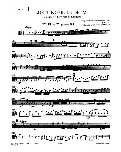 G.F. Händel: Dettinger Te Deum HWV 283, 3GesGchOrchB (Vla)