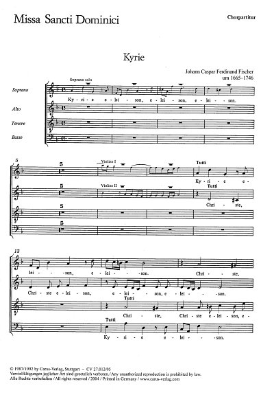 AQ: J.C.F. Fischer: Missa Sancti Dominici, 4GesGch2 (B-Ware)
